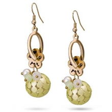 愛情的魔法物語 綠意盎然的扭花鏤空球形合金耳環